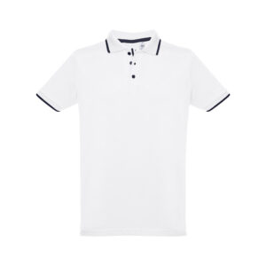 THC ROME WH. Polo bicolor para homem em algodão. Cor branca